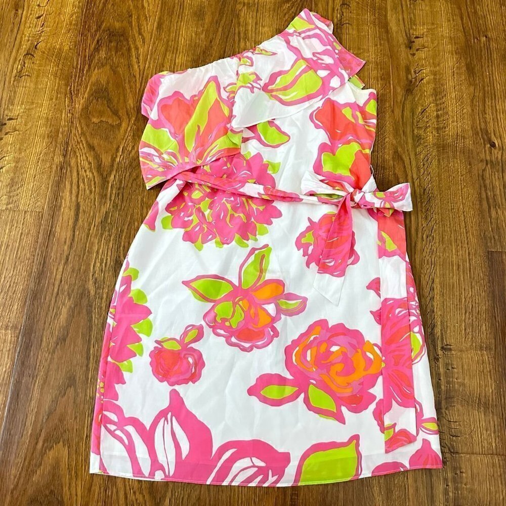 Lilly Pulitzer silk blend one shoulder floral mini dress